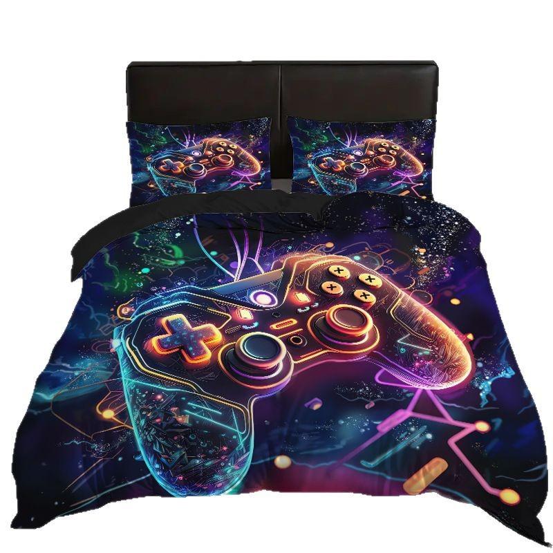 Space Gamepad 3D Digital Printing Three-Piece Set To Map Custom Student Bedding Quilt Cover