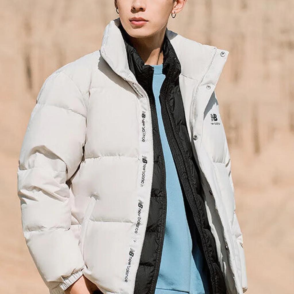 New Balance Down Jackets Men's White Stand Collar Moderate Other (Unisex) Down Jackets AMJ23345 GYM