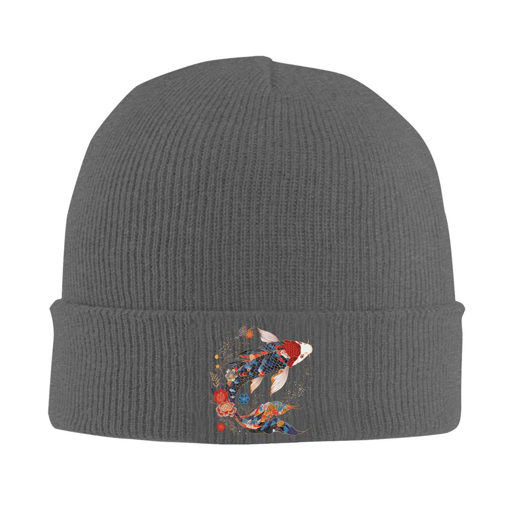 Koi Fish Flower Japanese Art Floral Koi Carp Knitted Caps Womens Unisexs Skullies Beanies Winter Hats  Warm Caps
