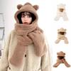 Thickened Plush Scarf Hat Gloves 3 in 1 Fleece Scarves Hat Sweet Bear Ear Plush Beanie  Winter