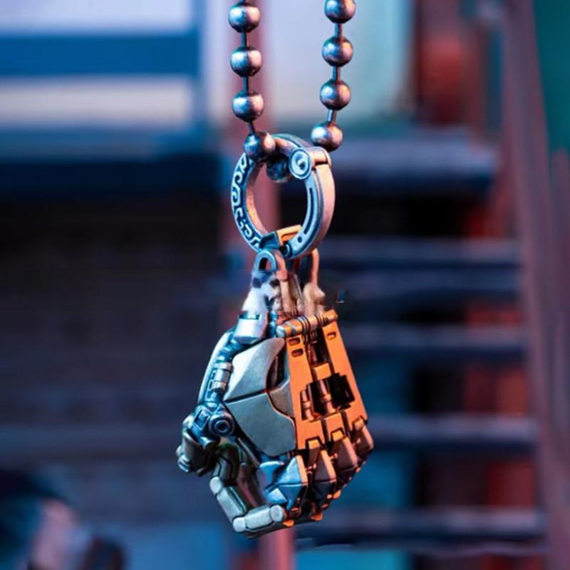 Fashion Mechanical Bionic Hand Pendant With Chain For Men Women Creative Movable Finger Joints Robot Hand Necklace Jewelry