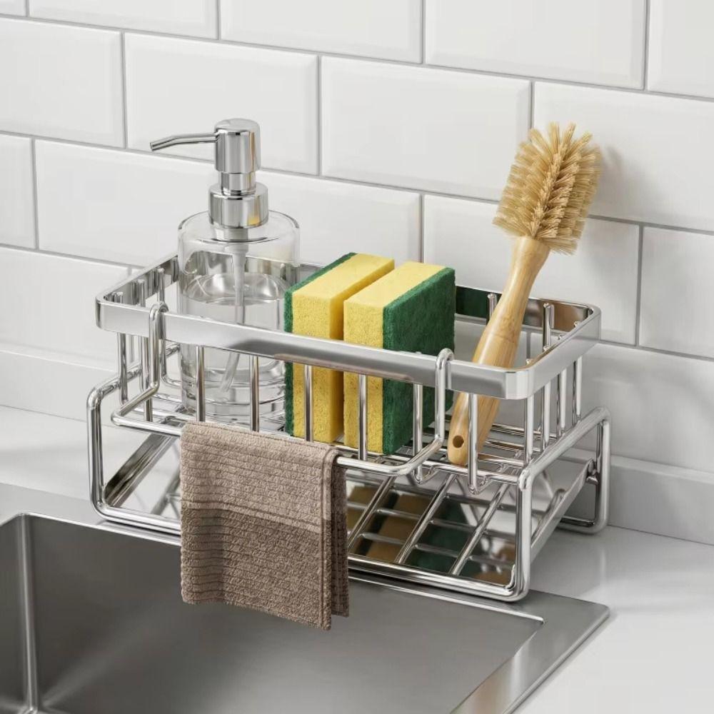 Space-Saving Kitchen Sink Draining Rack Stainless Steel Sink Shelf Sink Organizer  Countertop