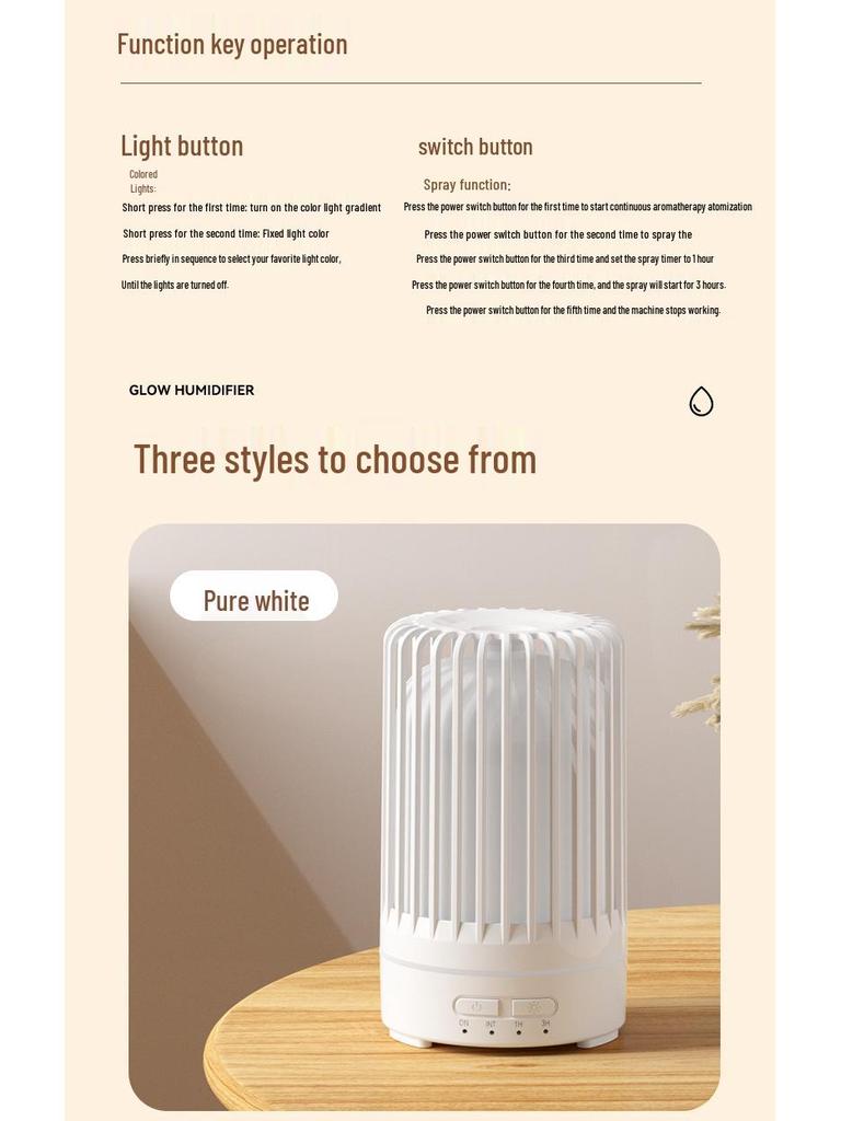 Wood Grain Ultrasonic Aroma Diffuser for Bedroom - Silent Essential Oil Humidifier