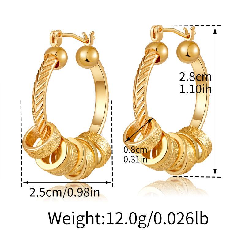 Vintage Punk Geometric Round Multi Hoop Gold Plated Earrings For Women