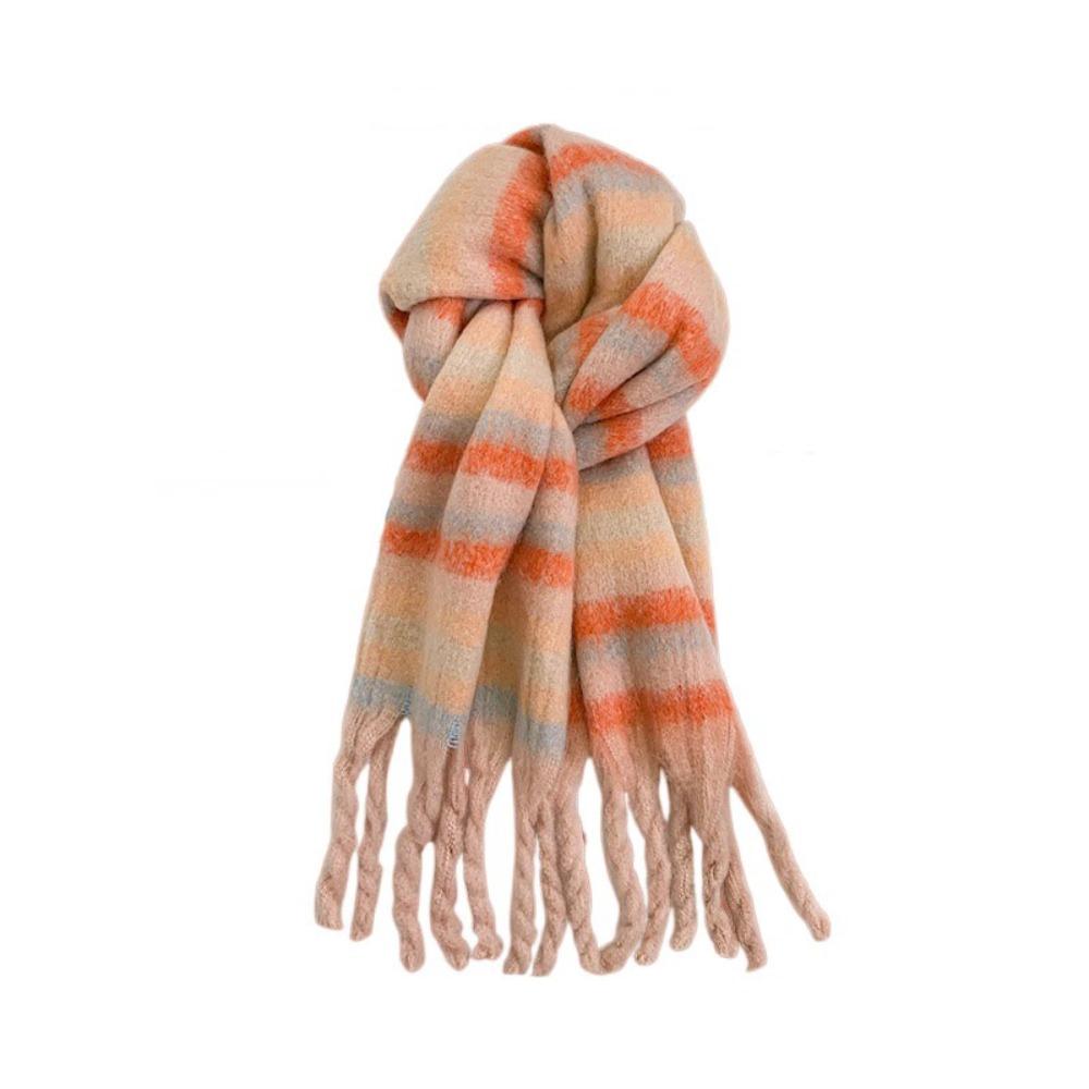 Barevně sladěné zimní kašmírové šály s třásněmi, dlouhá šála, klasický pruhovaný vlněný šátek, podzim zima
