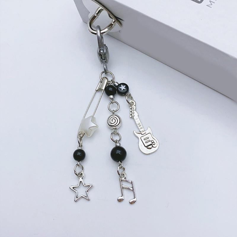 Cool Rock Style Guitar Bead Cellphone Strap Keyring Beads Phone Charm Guitar Bead Keychain for Fashion Accessories