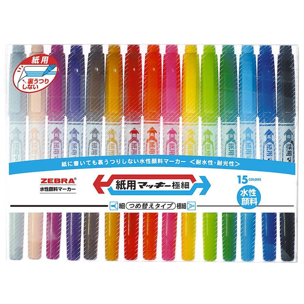 

Бумага для ручек на водной основе ZEBRA Mackie Extra Fine 15 цветов WYTS5-15C