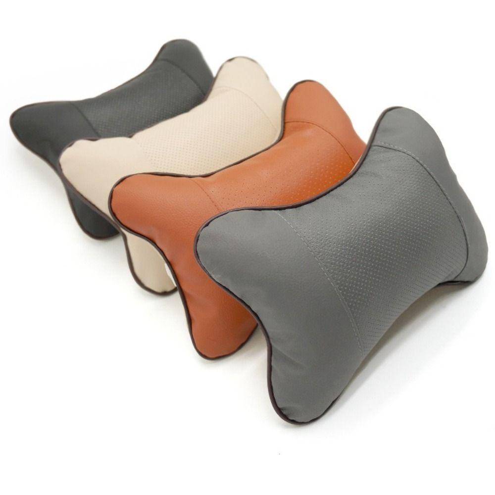 PU Leather Car Neck Support Pillow Elastic Soft Breathable Mesh Cervical Spine Cushion Fiber Fill Universal Headrest Pillow