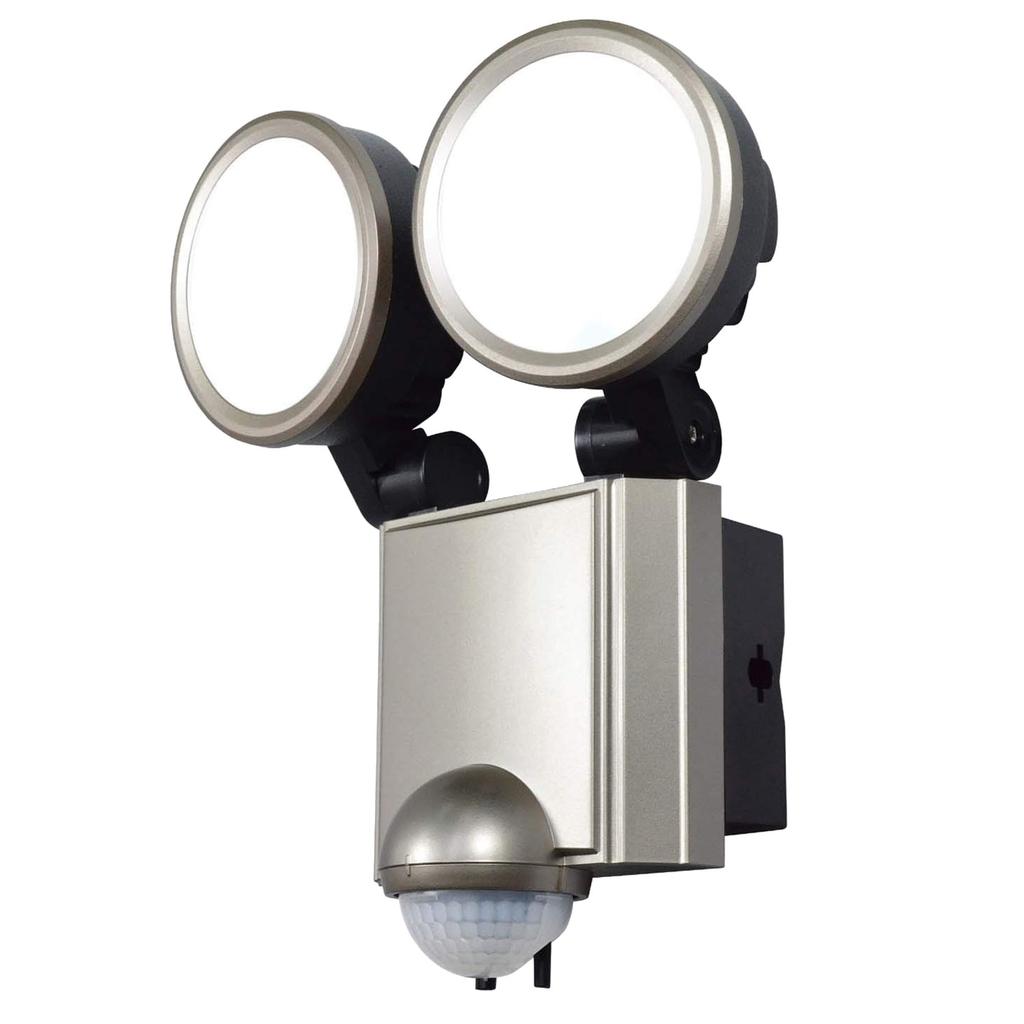 ELPA ESL-SS1002AC LED Sensor Light, 2 Lights, Security, Approx. 3.0m, Water Resistant: IPX4 (Splash-Proof)