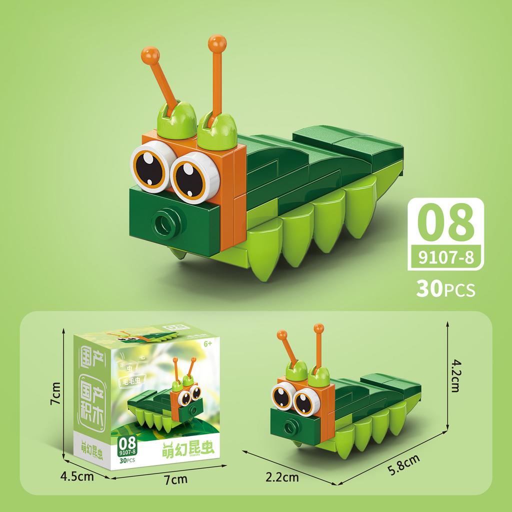 Sada figurek hmyzu a zvířat Mini stavebnice Hračka k sestavení 3D konstruktor Mikro kostičky Hračka pro děti Chlapce 9 až 12 let Dárek