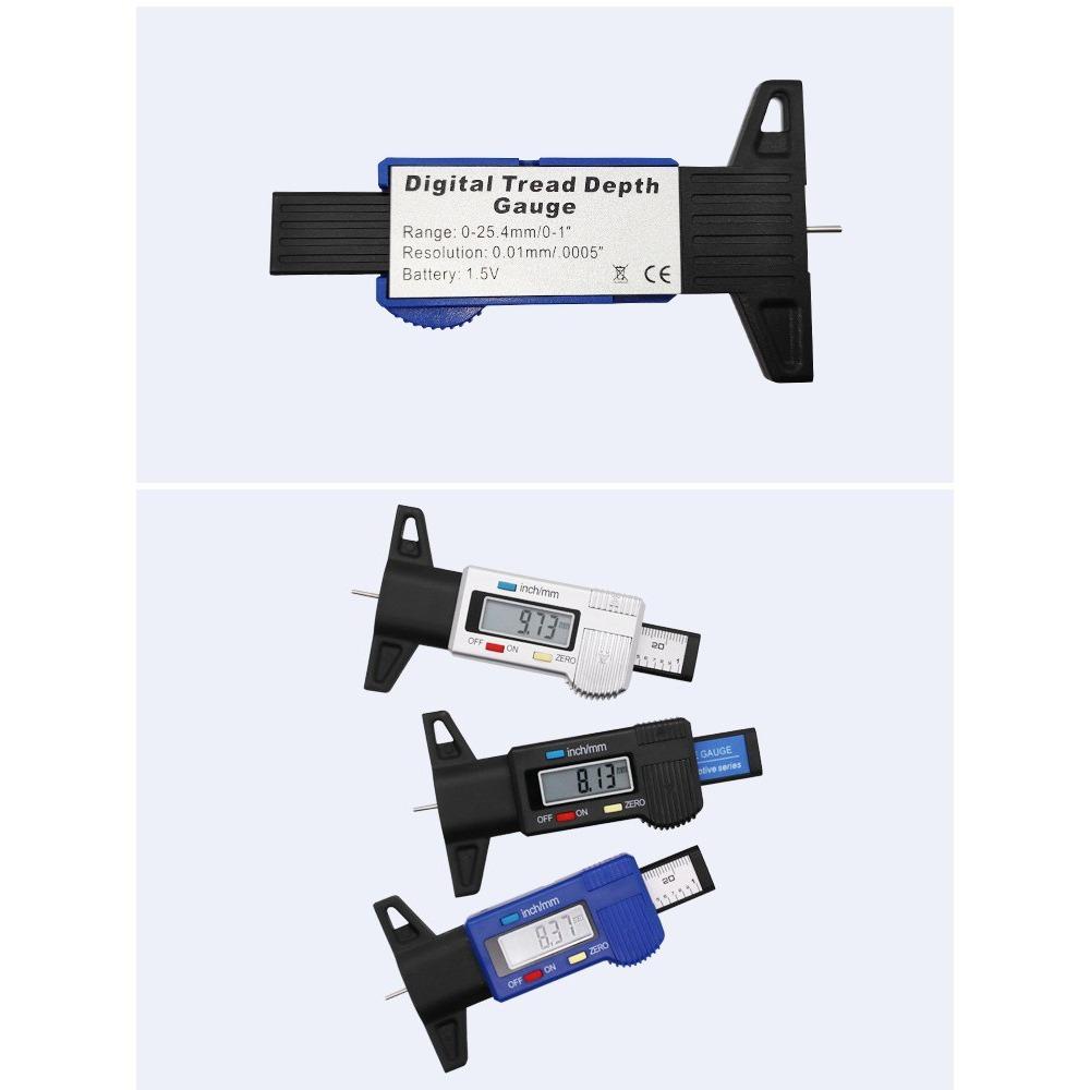 0-25.4mm Digital Tire Tread Gauge with LCD Display and Suitable for Operation At 0-40°C for Cars, Vans, Motorcycles, Trucks