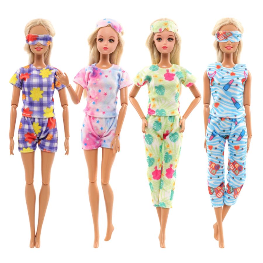 7 Stück 30 cm Puppenkleidung und Schuhe = 4 Pyjamas 1 Bademantel 2 Hausschuhe Handgemachtes Spielzeug Geburtstags-Weihnachtsgeschenk, Rollenspiel-Spielzeug