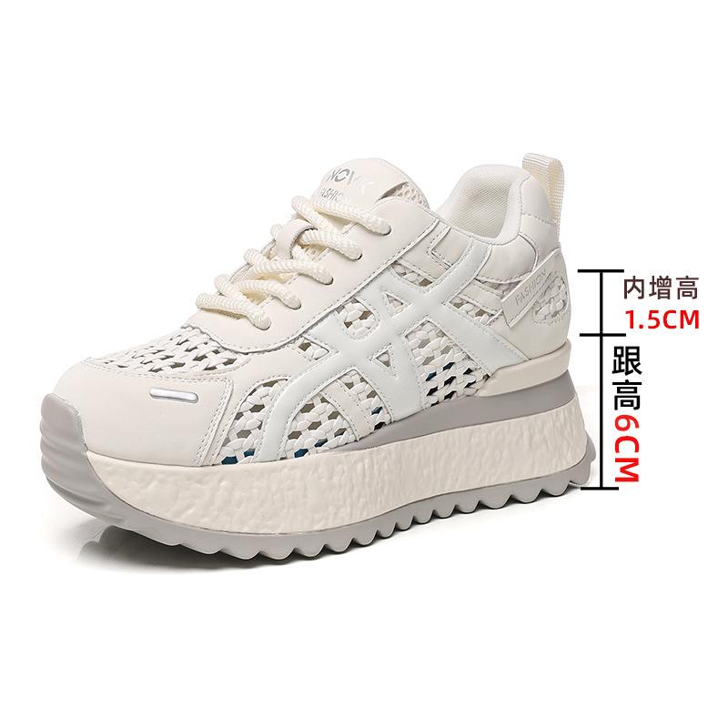

Casual sports shoes women s 2025 summer new mesh breathable single shoes small inner height increase thick-soled dad shoes children 34