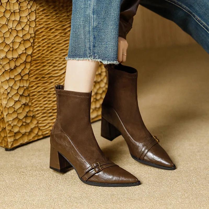 women's shoes trend 2025 New Spring Women Pumps Boots High Quality European Ladies Shoes PU High Heels Fast Delivery ankle Boots