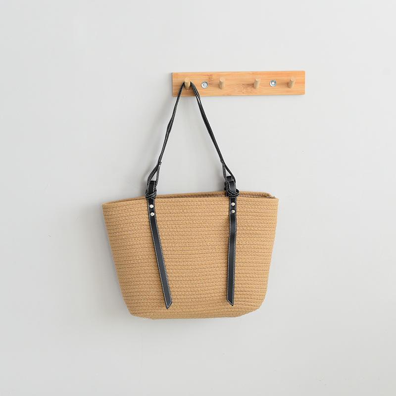 

Женская плетеная сумка-тоут большой вместимости - Пляжная, на плечо и модная универсальная сумка 46cm x 29cm хаки