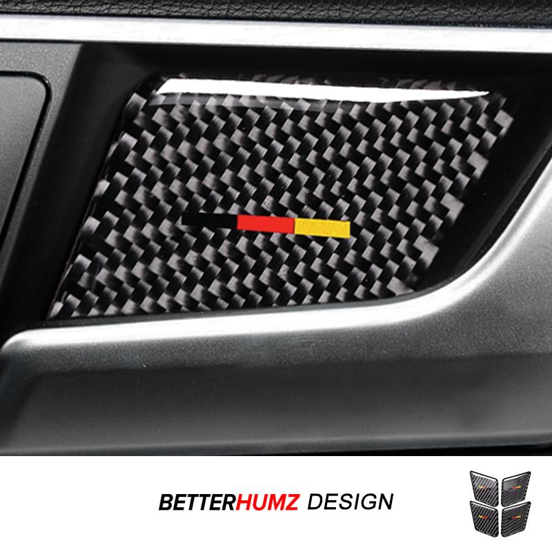 For Mercedes Benz W204 W212 C E Class 4pcs Car Door Handle Bowl Trim Panel Stickers Carbon Fiber Interior Tuning Accessories