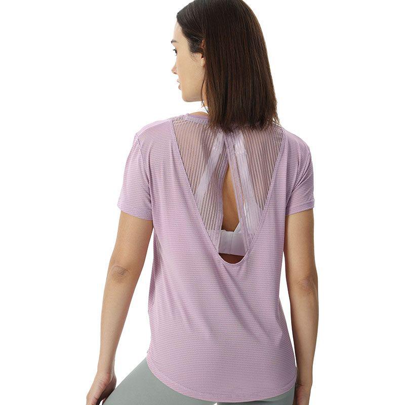 

Женская спортивная футболка из прохладной дышащей быстросохнущей сетки для бега и йоги S фиолетовый