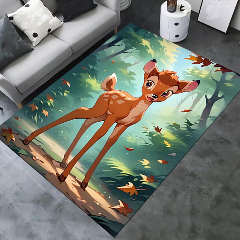 Office Rug Bambi, Forest theme 3D Printed Anti-Slip Rug-Machine Washable for Living Room
