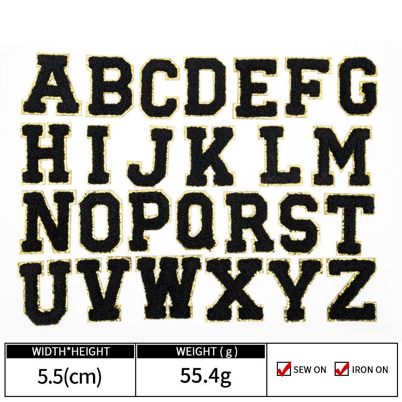 Colorful English Letter Chenille Embroidery Patches Iron on Sew on Garment Alphabet Crochet Patches for Clothing Hat Cap Craft