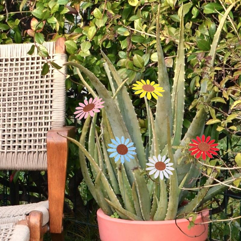 Sunflower Windmill Metal Pinwheel Garden Stake Wind Spinner Sculptures For Outdoor Garden Balcony Patio Lawn Decoration