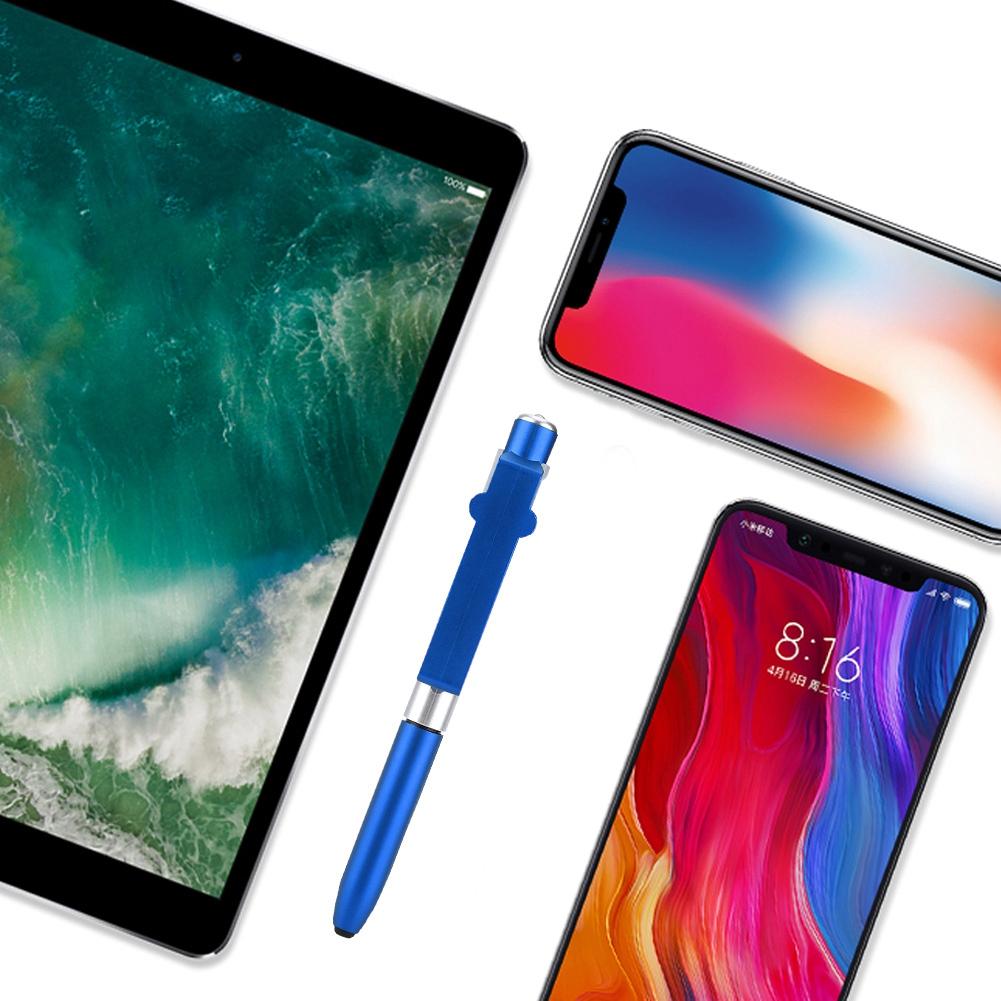 4 In 1 Touch Screen Capacitive Ballpoint Pens With LED Light For Tablet(Blue)