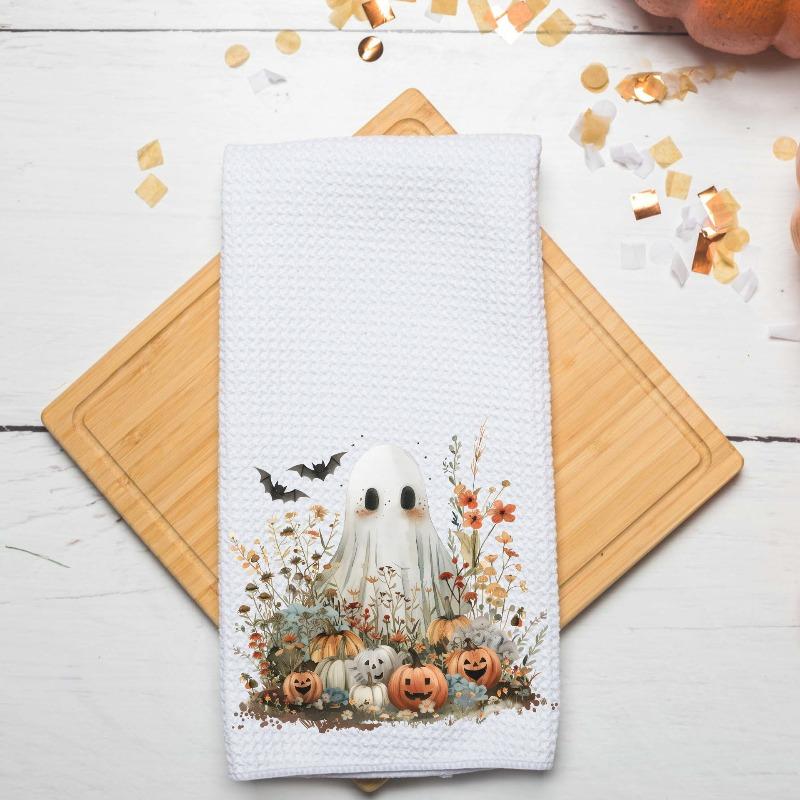 

Halloween Kitchen Towels Dish Ghost Tea Towels Kitchen Decor Halloween Decoration Cotton Gift for Mom Women Kitchen Supplies