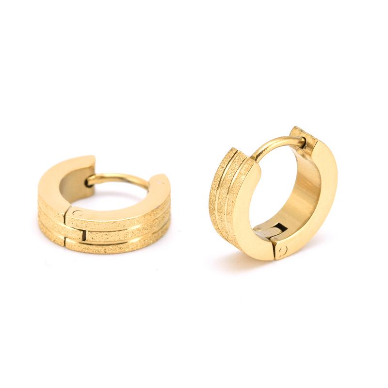 Women's Fashion Titanium Stainless Steel Sandblasted Hoop Earrings