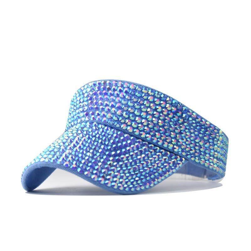 Summer Diamond Embellished Mesh Baseball Cap With Wide Brim For Sun Protection