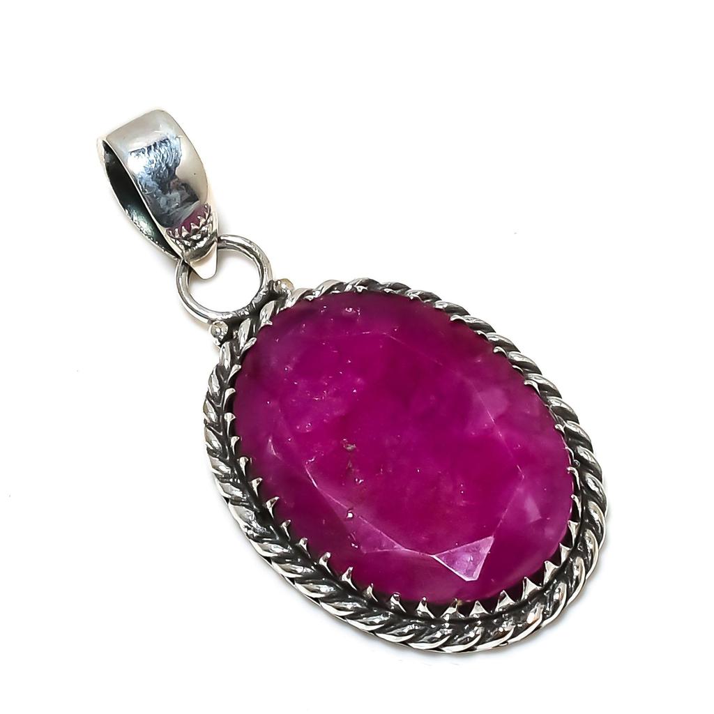 Kaschmir Rubin Anhänger Handgefertigter Schmuck 925 Sterling Silber Halskette Kaschmir Rubin Edelstein Schmuck Anhänger Geschenk für Ihn zum Neujahr