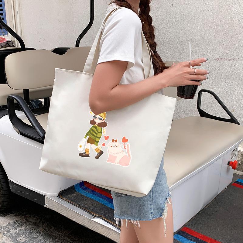 Canvas Bag Women'S Shoulder Handbag Student Tote Bag Large Capacity Hand Carry Canvas Bag