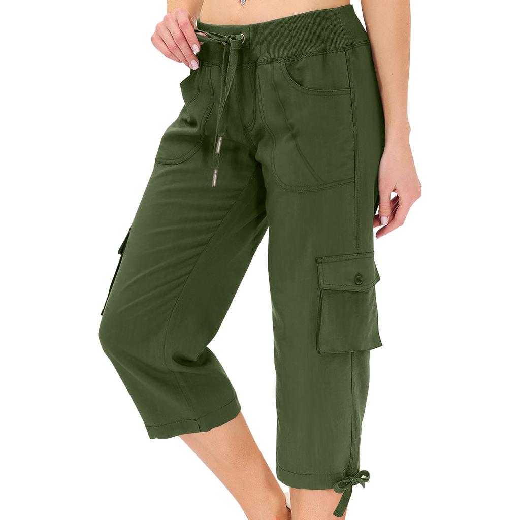 Womens Capris With Pockets Loose Fit Casual  Pants Dressy Lightweight Ladies Baggy Cargo Pants For Hiking