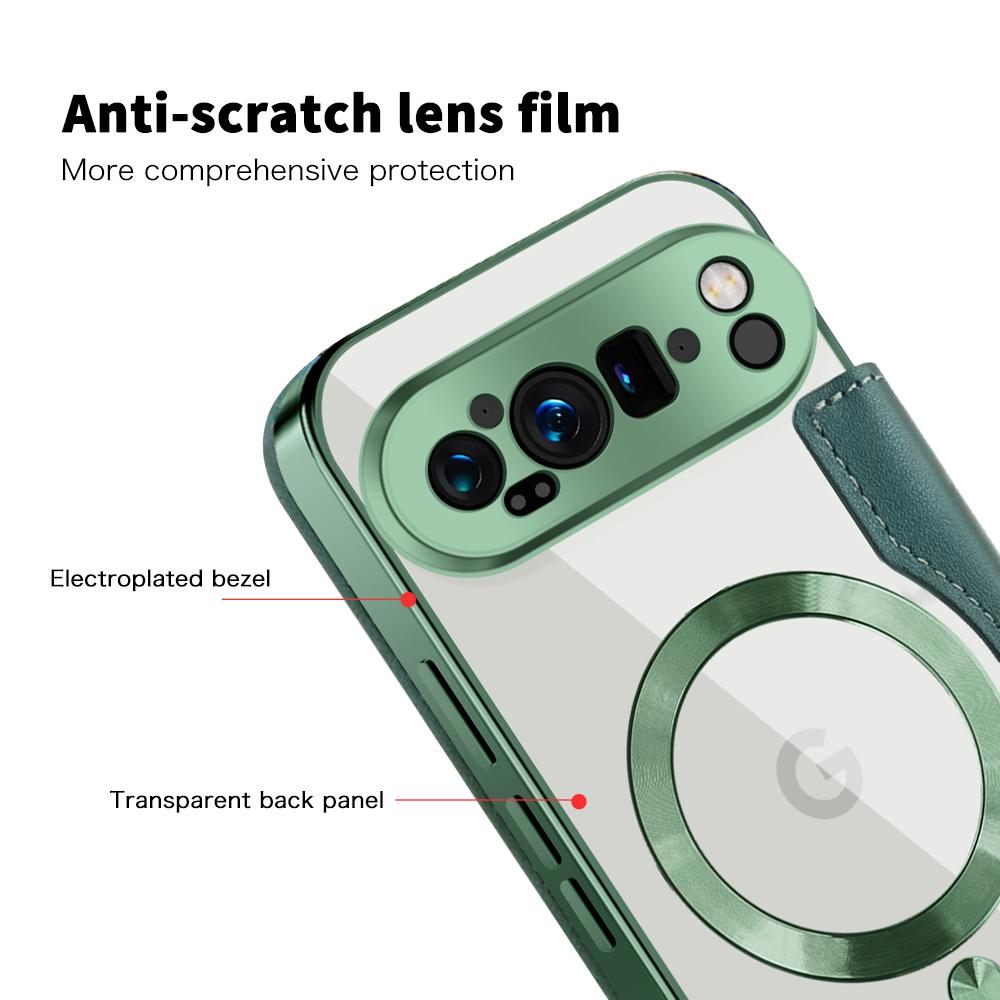 Für Google Pixel 9 Pro XL Hülle Kompatibel mit MagSafe Rhombus PU Leder Handyhülle