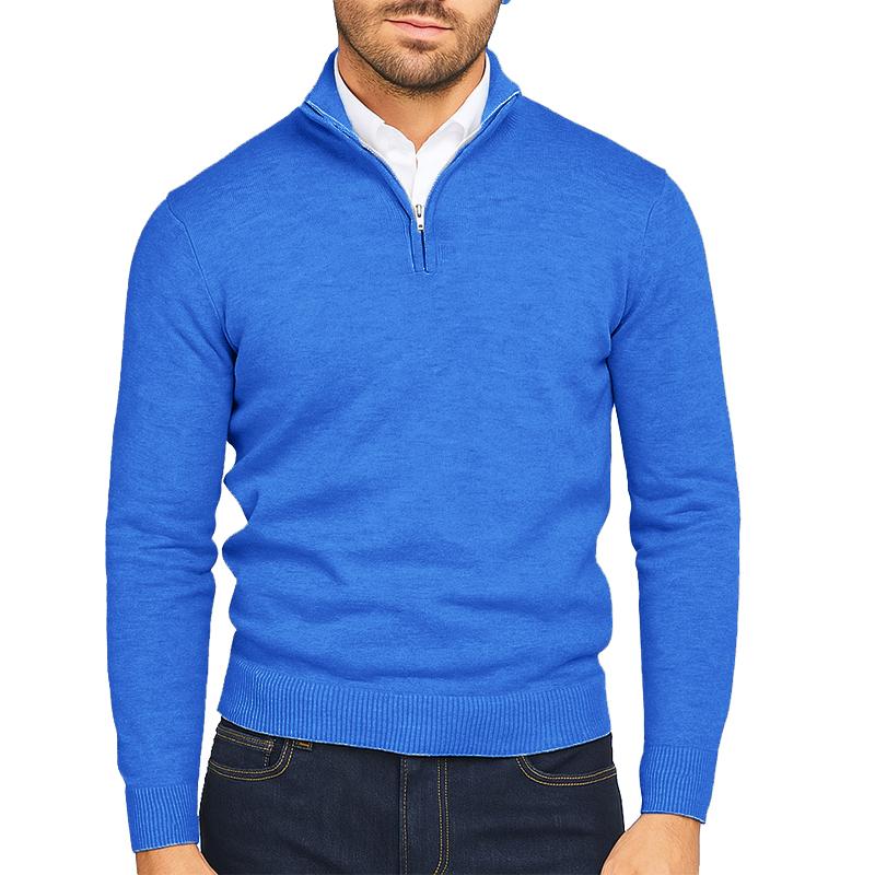 Autumn Mens Quarter Zip Pullover Sweater Lightweight Mock Neck Slim Fit Pullover Knit Casual Polo Sweaters Winter Warm Outerwear