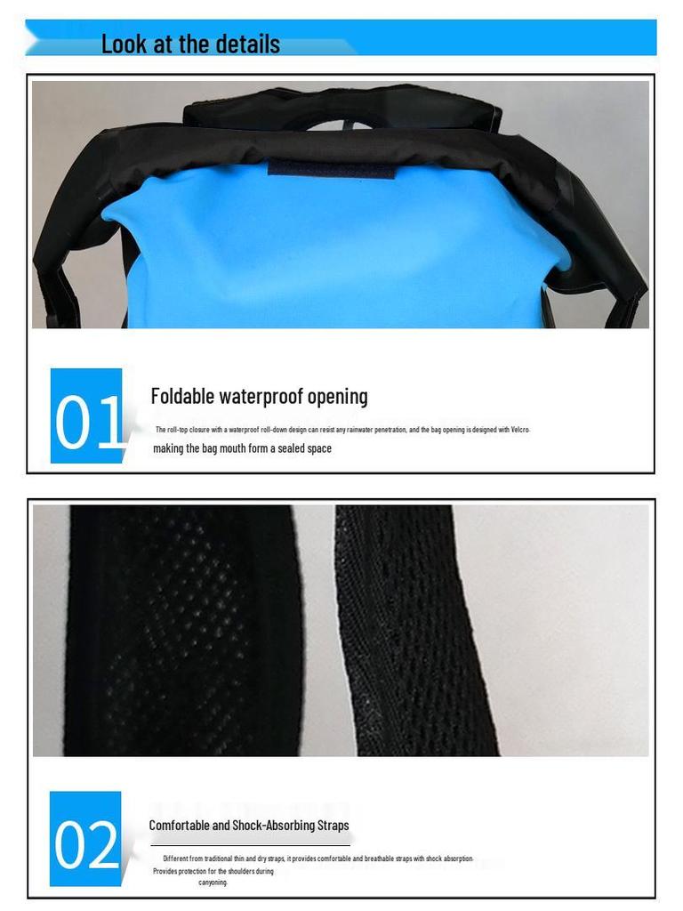 Sac étanche d'extérieur pour plage et natation - Sac à dos seau de rafting en PVC