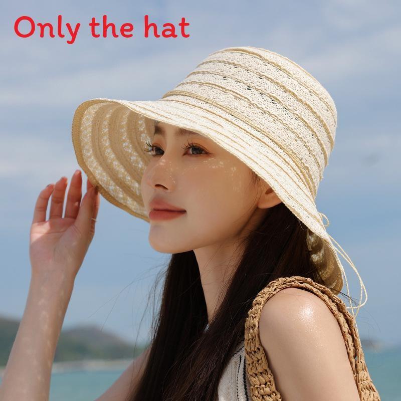 Summer Hollow Lace Straw Hat With Wide Brim For Womens Outdoor Sun Coverage And Fashion Style