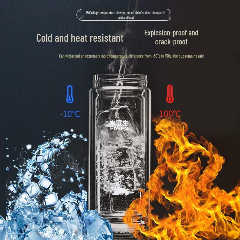 Shui Yisheng 400ml Double-Layer Alkaline Glass Tea Cup