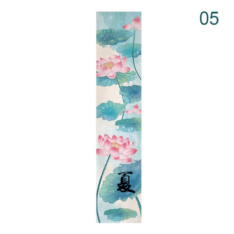 Chinese Style Banners Zen Lotus Printed Drapes Bathhouse Partition Outdoor Antique Scenery Decor Background Hanging Curtain