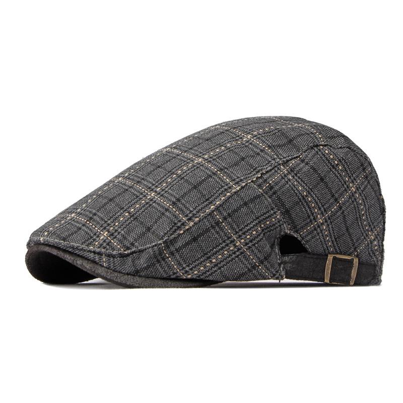 

Plaid Beret Men s British Retro Newsboy Caps Painter Hat Casual Flat Caps чёрный