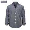 Men Long Sleeve Solid Color Casual Oxford Shirt Plus Size