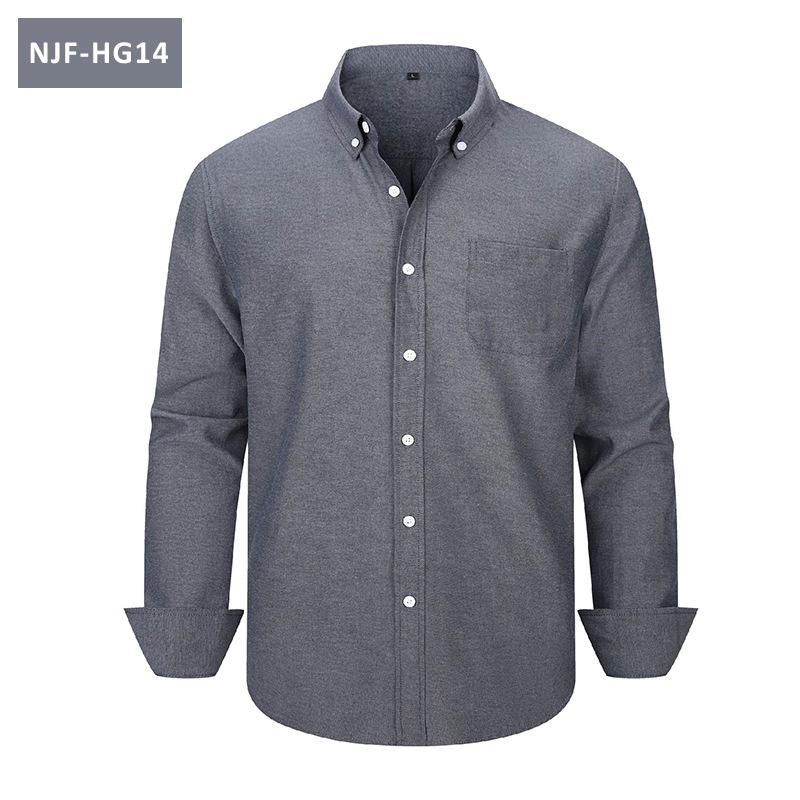 Men Long Sleeve Solid Color Casual Oxford Shirt Plus Size