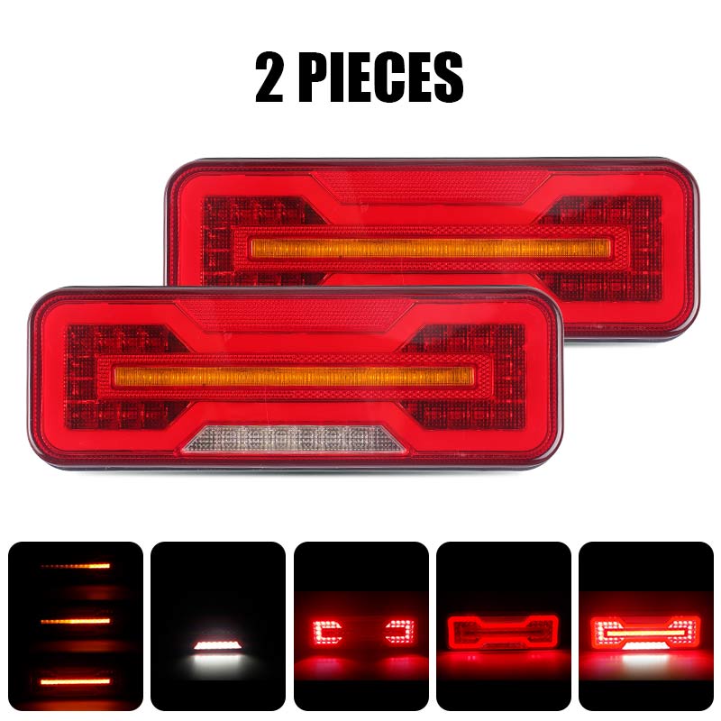 LED Combination Tail Lights DRL Dynamic Turn Signal Light Reflector Brake Reverse Light For Trailer Truck Tractor Camper 12V 24V
