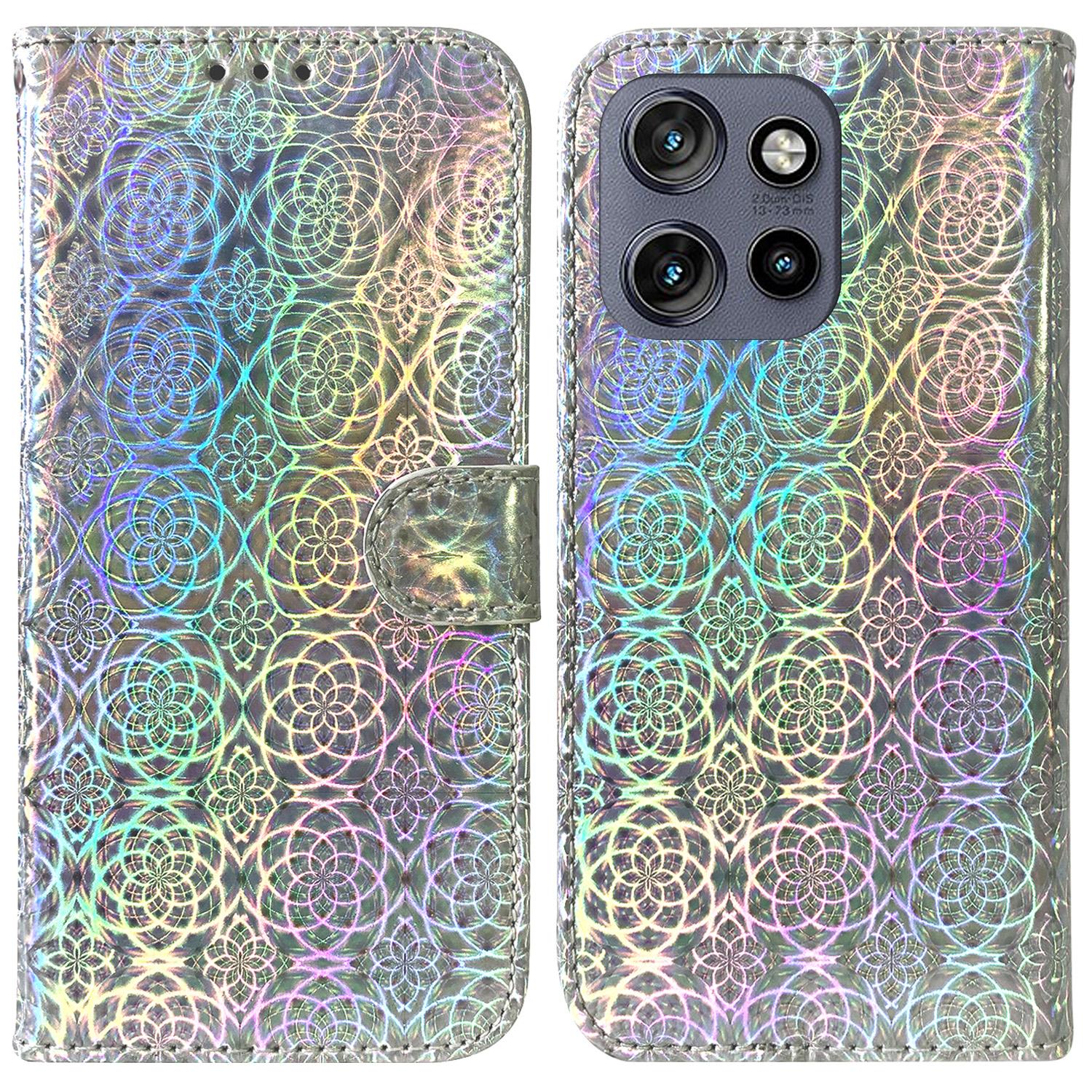 

For Motorola Edge 50 Neo 5G/Moto S50 5G/Thinkphone 25 5G Stand Case Dazzling Flower Leather Phone Cover Grey