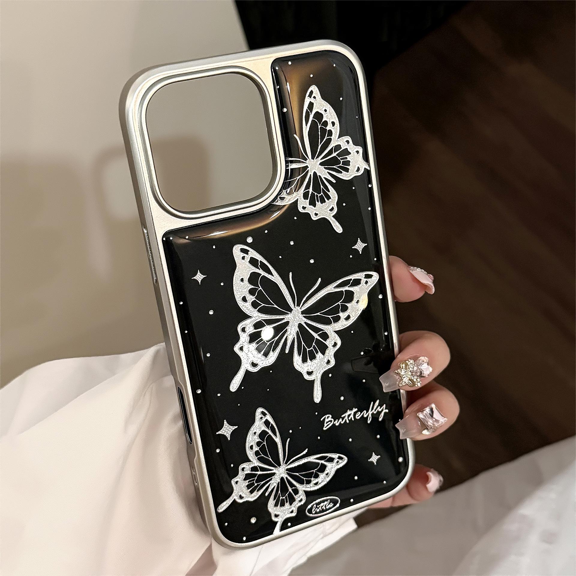 

Gilded Iphone16 Drop Rubber Shell Apple 15pro Max Mobile Phone Case 14 Dark Wind Butterfly 13 Suitable for Huawei SAMSUNG S25ULTRA