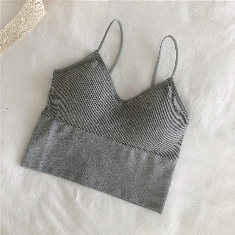 Damen Herbst Geripptes Nahtloses Bandeau Camisole mit Schönem Rückendesign