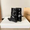 Boots women's niche pointed design new autumn slope heel medium tube Spice girl belt buckle fashion boots tube feeling