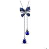 Elegant Sapphire Butterfly Tassel Choker Necklace for Women - Trendy, Luxurious, and Versatile Design