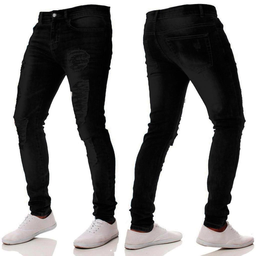 Joliann hombres slim cremallera denim Jeans flaco frayed pantalones  afligidos pantalones pantalones comprar a buen precio — entrega gratuita,  reseñas reales con fotos — Joom