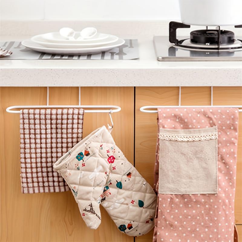 1pc Hanging Towel Pole, Bathroom Towel Rack, Hanging Towel Rack, Kitchen Cabinet Door Back Cloth Rack, Bathroom Accessories