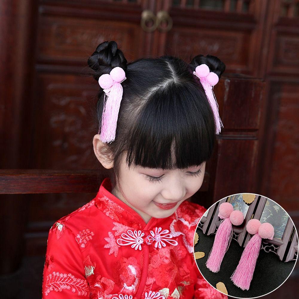 Ball Red Butterfly Children Barrettes Duckbill Clips Chinese Hanfu Hair Clips Festival Hairpins