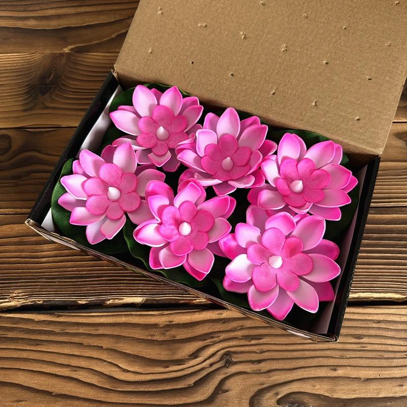 6PCS LED Multicolor Lotus Sensor Night Lamp Floating WaterGlow Flower Lamps Garden Fish Tank Decor Festive Wishing Lotus Light